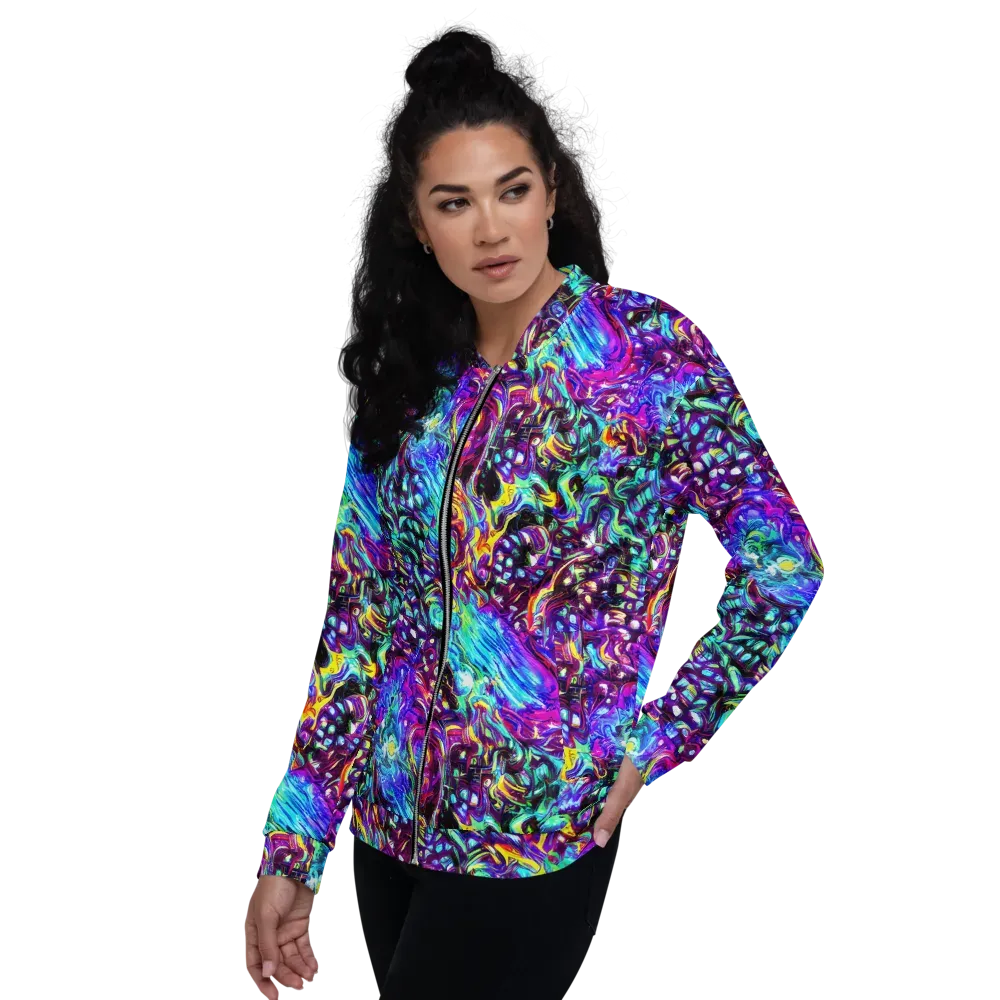 Electric Bloomscape on Bomber Jacket — Left