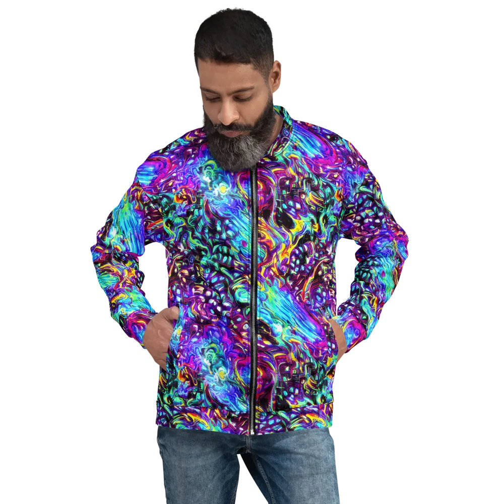 Electric Bloomscape on Bomber Jacket — Front