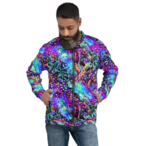 Electric Bloomscape on a Bomber Jacket