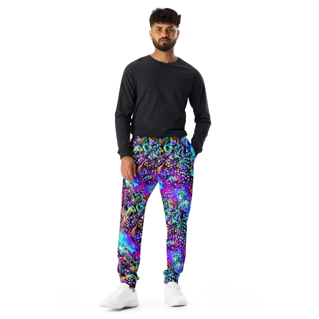 Electric Bloomscape on Men's Joggers — Front