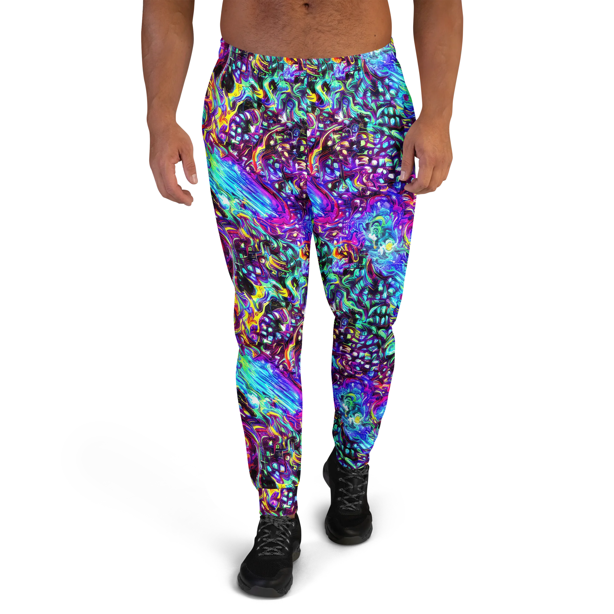 Electric Bloomscape on Men's Joggers — Front
