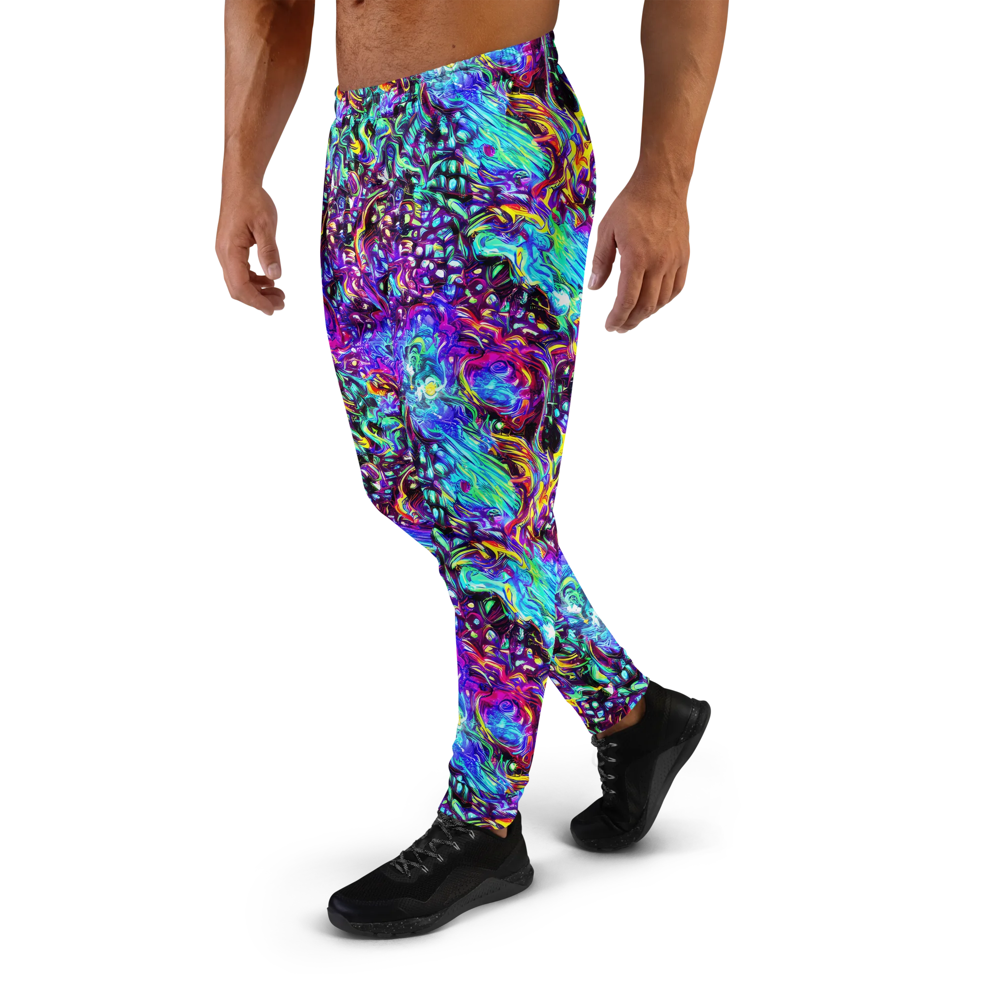 Electric Bloomscape on Men's Joggers — Left