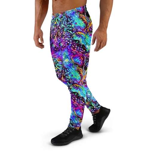 Electric Bloomscape on a Men's Joggers