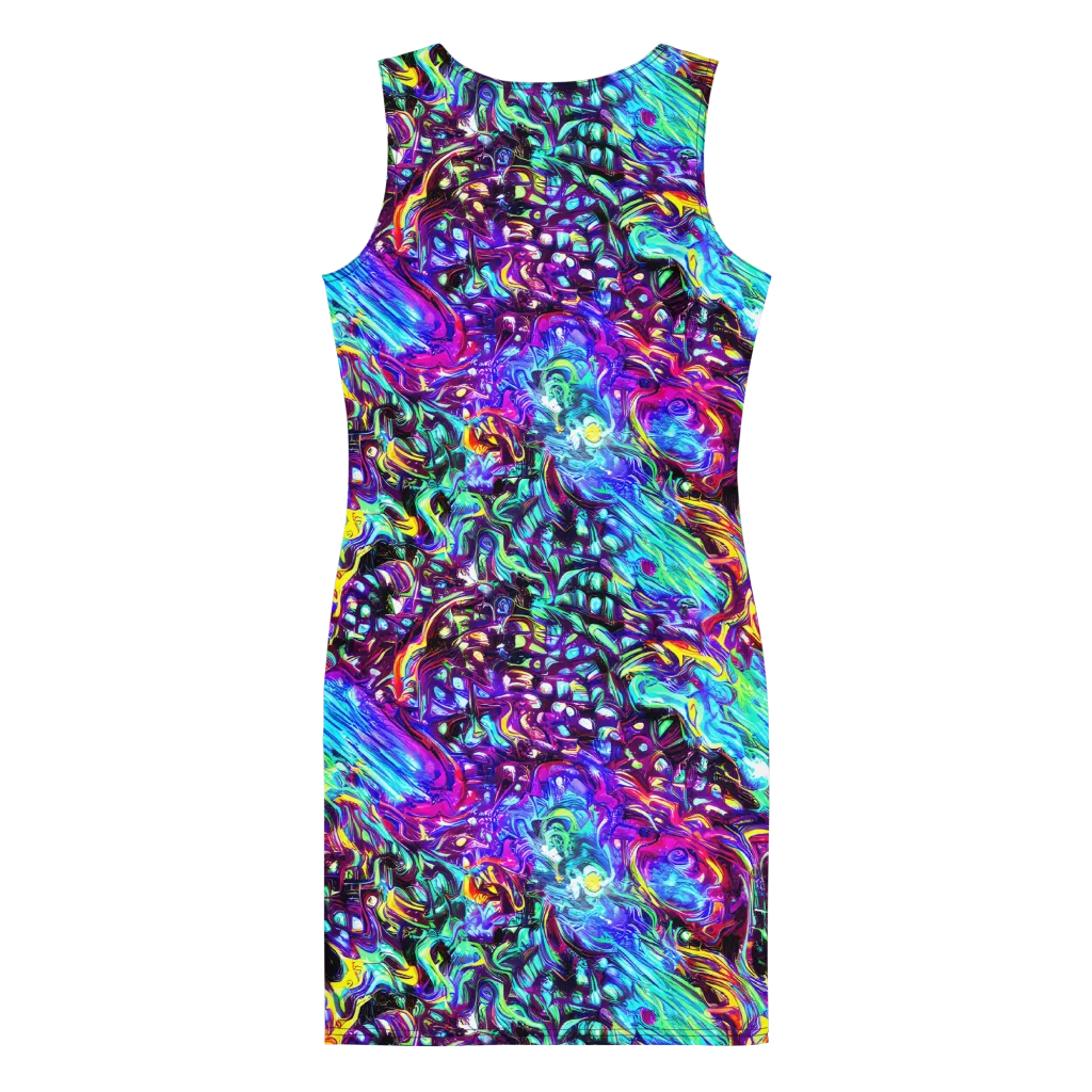 Electric Bloomscape on Bodycon Dress — Back