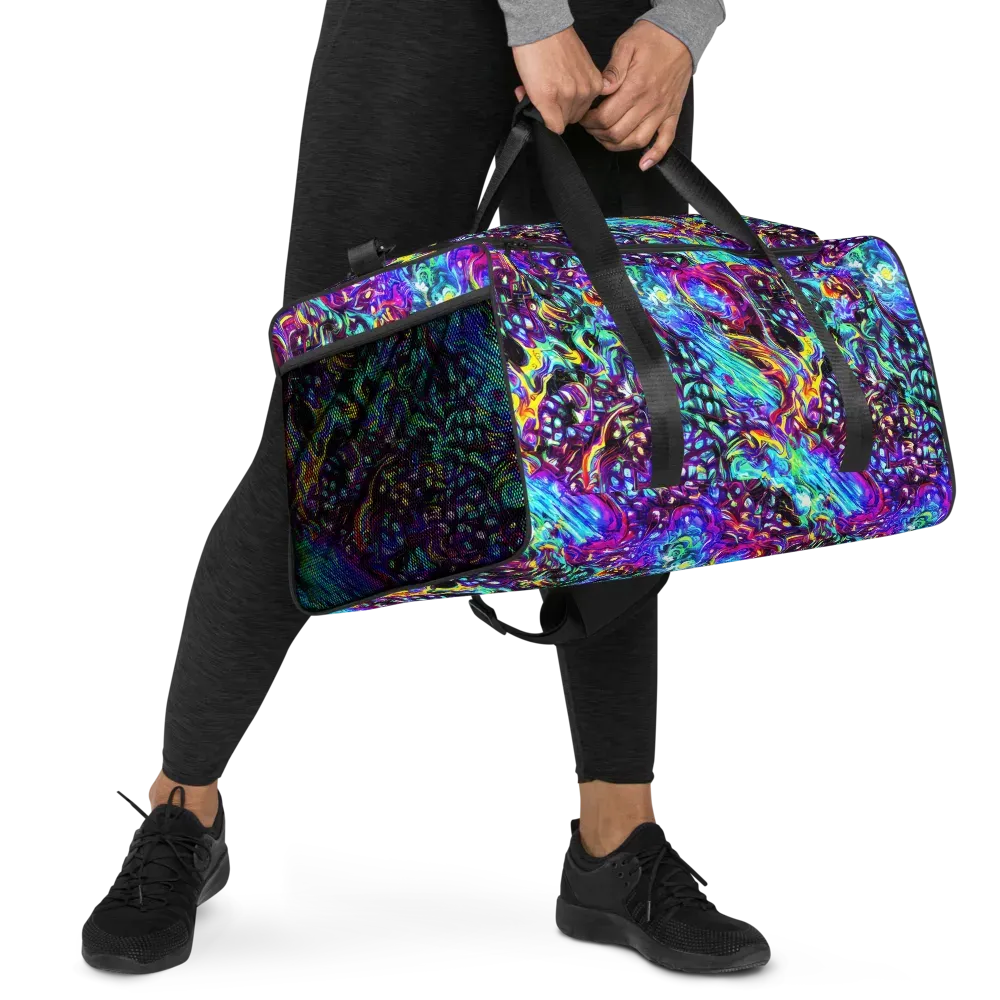 Electric Bloomscape on Duffle Bag — Right Front