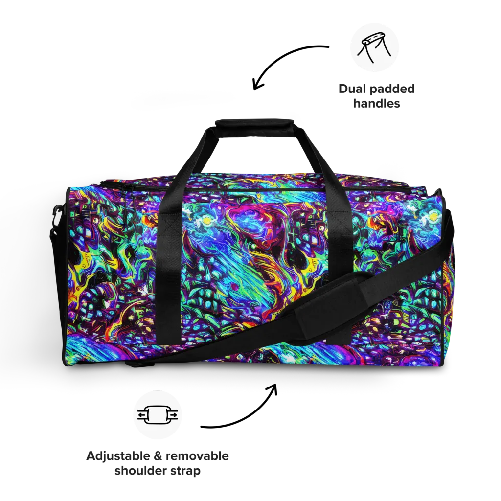 Electric Bloomscape on Duffle Bag — Front