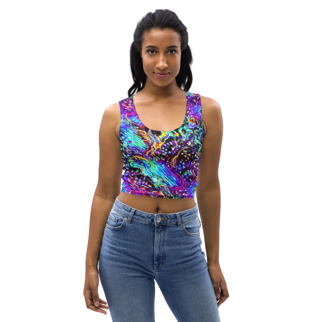 Electric Bloomscape on Crop Top — Front