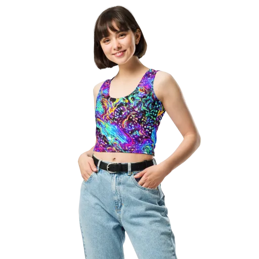 Electric Bloomscape on a Crop Top