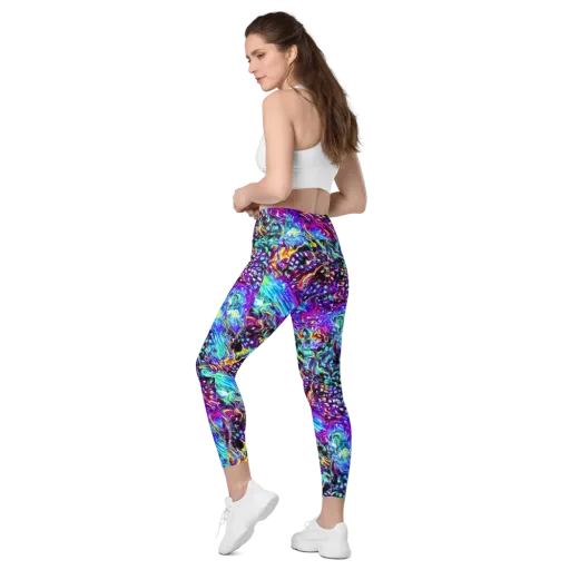 Electric Bloomscape on a Leggings with Pockets