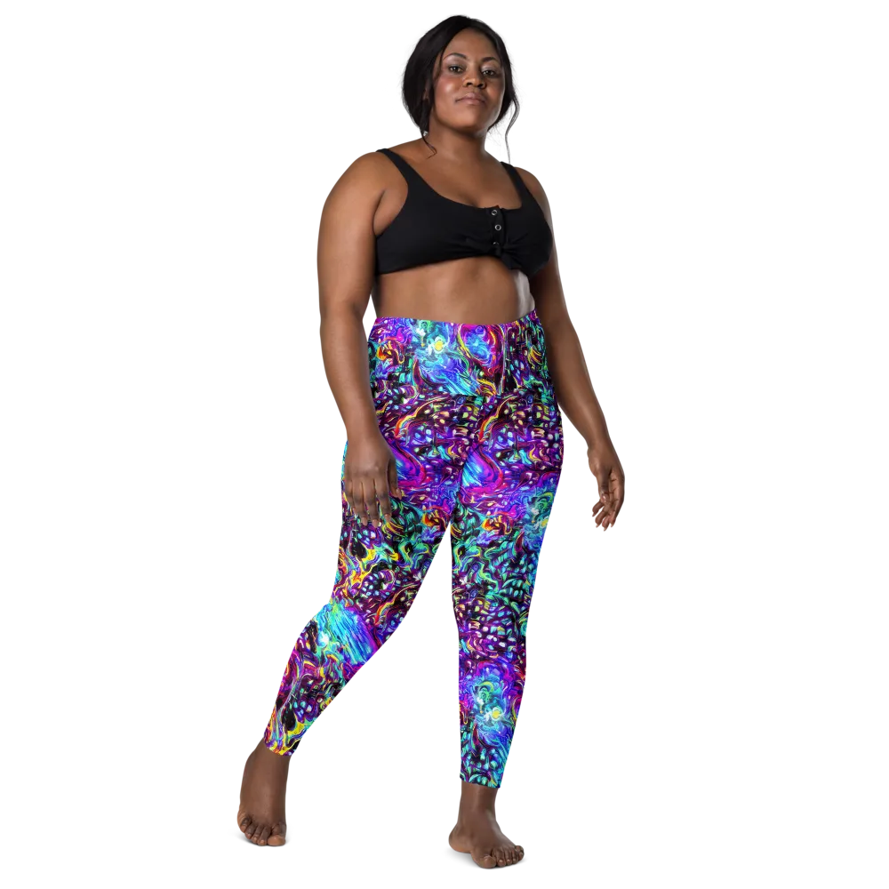 Electric Bloomscape on Leggings with Pockets — Front