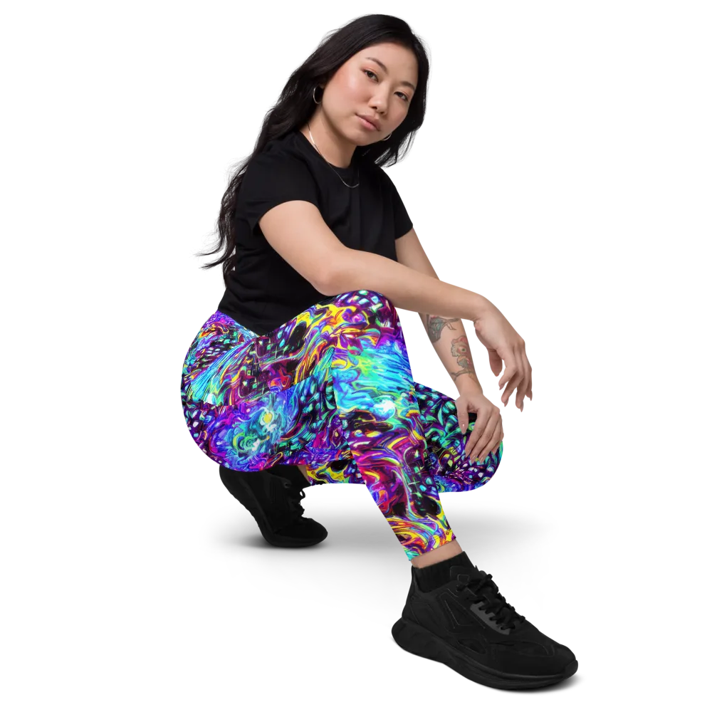 Electric Bloomscape on Leggings with Pockets — Right Front