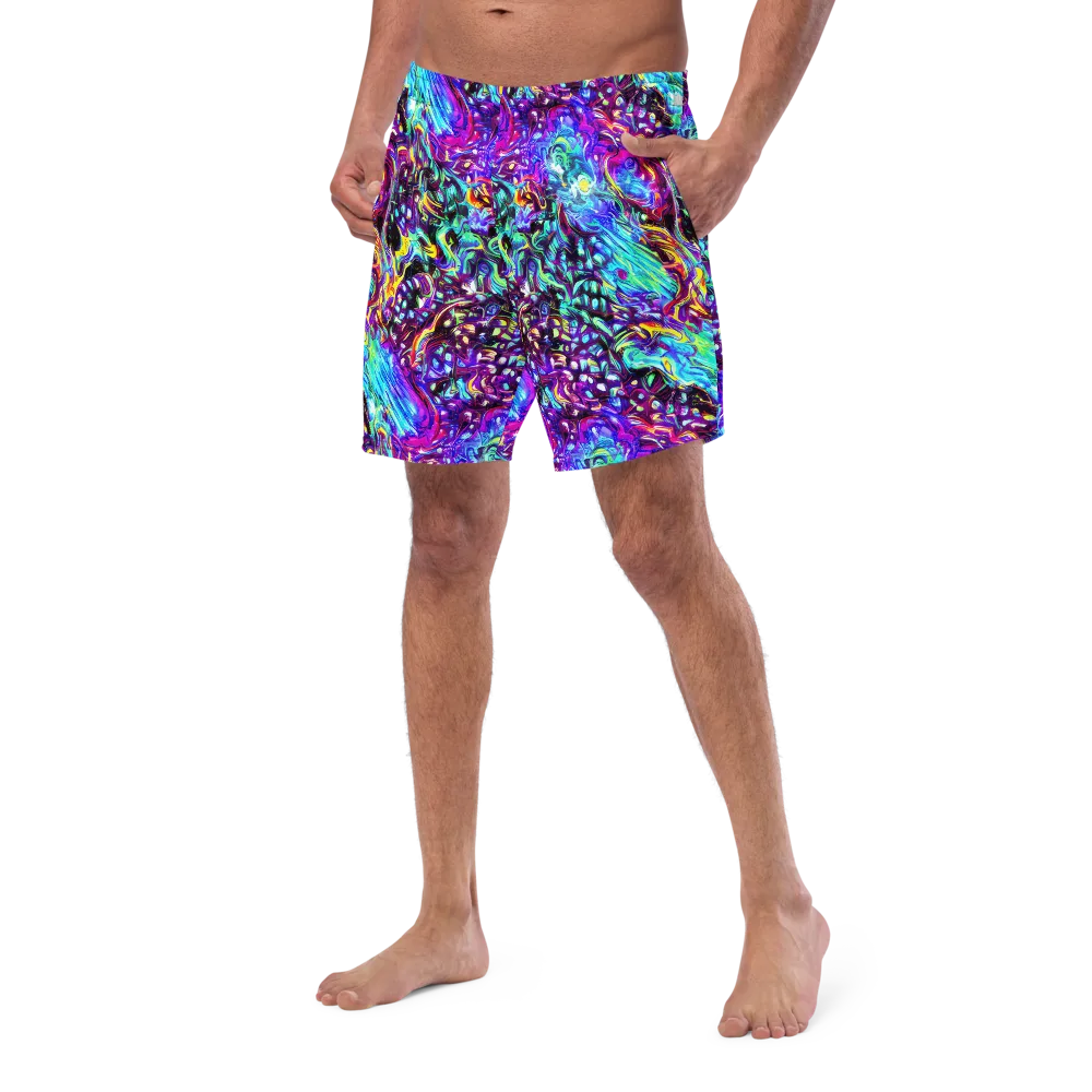 Electric Bloomscape on Swim Trunks — Left Front