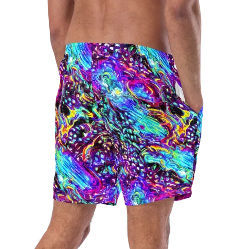Electric Bloomscape on a Swim Trunks