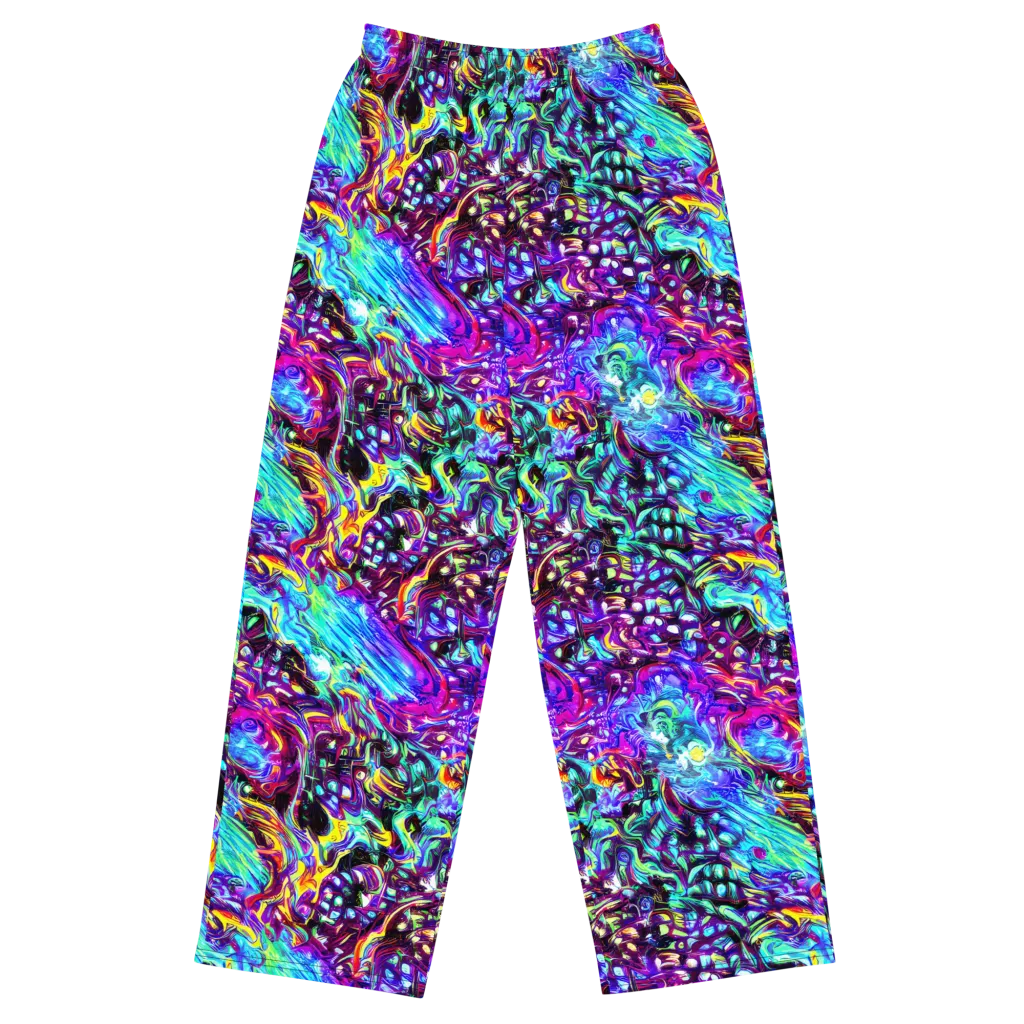Electric Bloomscape on Wide-Leg Pants — Front