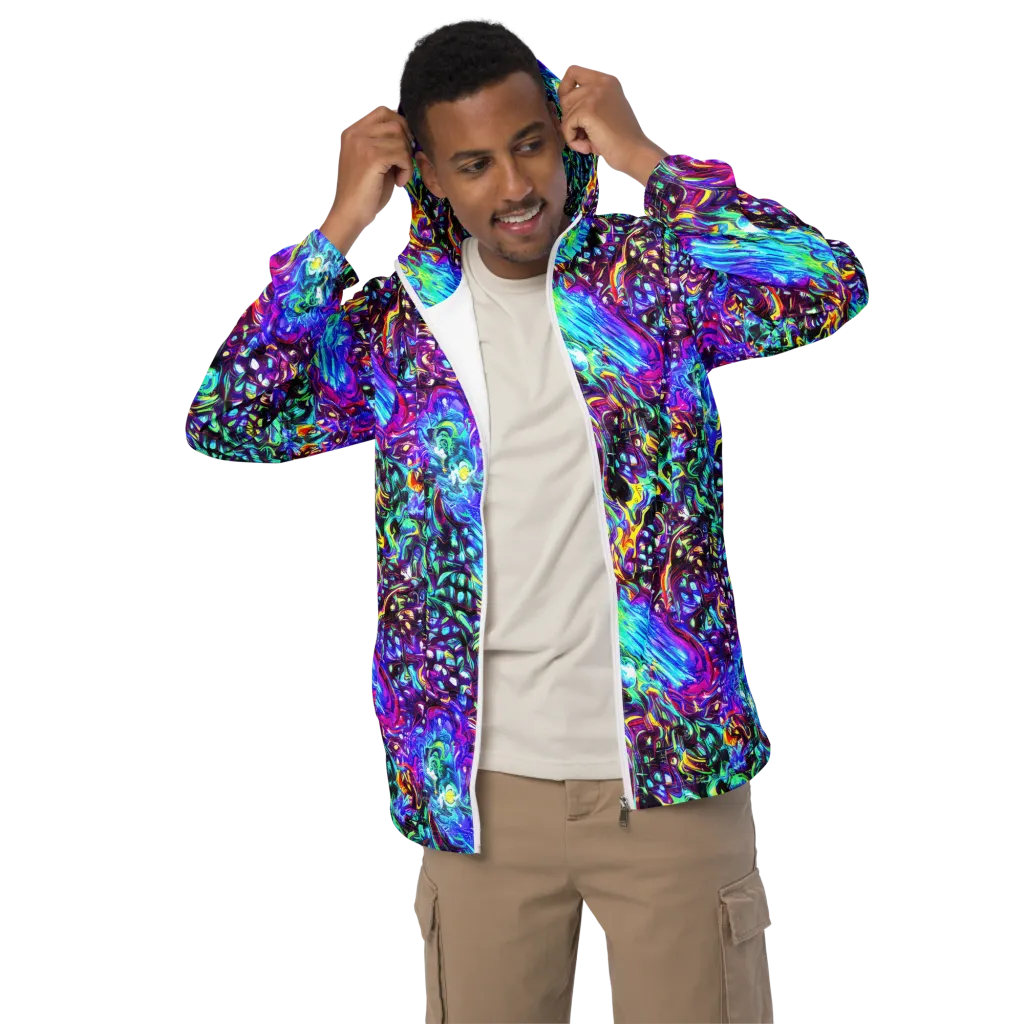Electric Bloomscape on Men's Windbreaker — Front