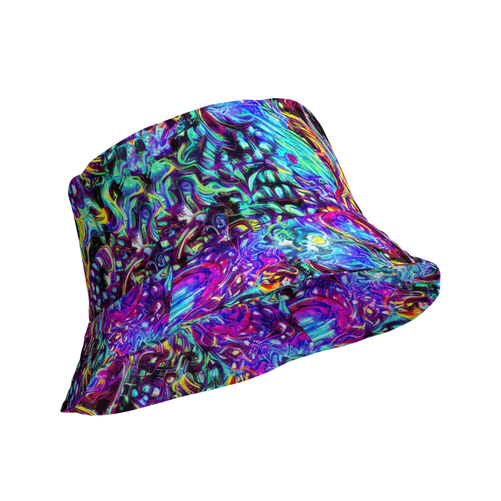 Electric Bloomscape on Reversible Bucket Hat — Product details Outside