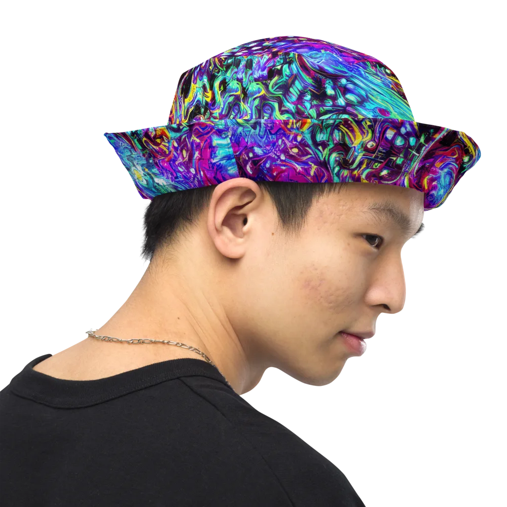 Electric Bloomscape on Reversible Bucket Hat — Right Outside