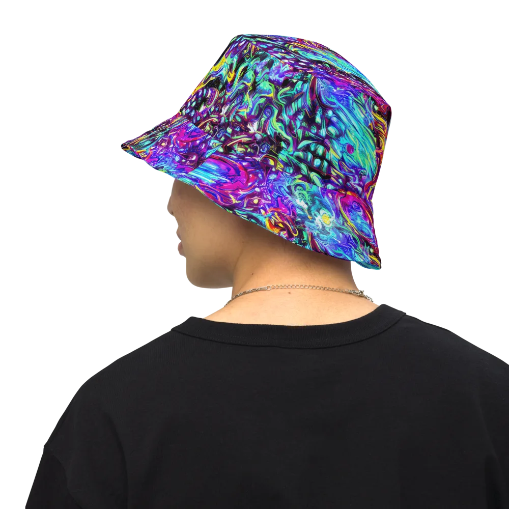 Electric Bloomscape on Reversible Bucket Hat — Back Inside