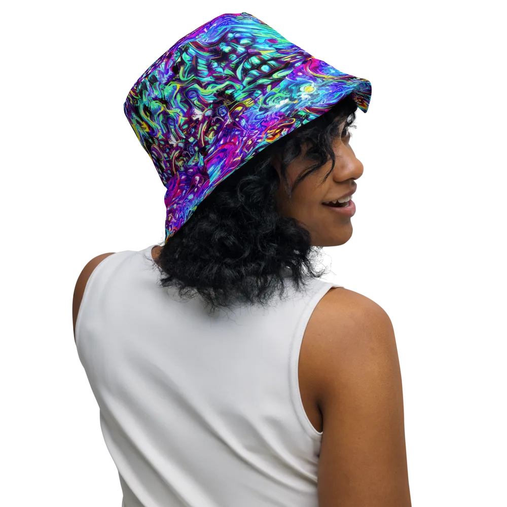 Electric Bloomscape on Reversible Bucket Hat — Right Outside