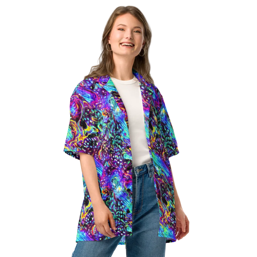 Electric Bloomscape on Button Shirt — Front