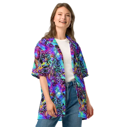 Electric Bloomscape on a Button Shirt