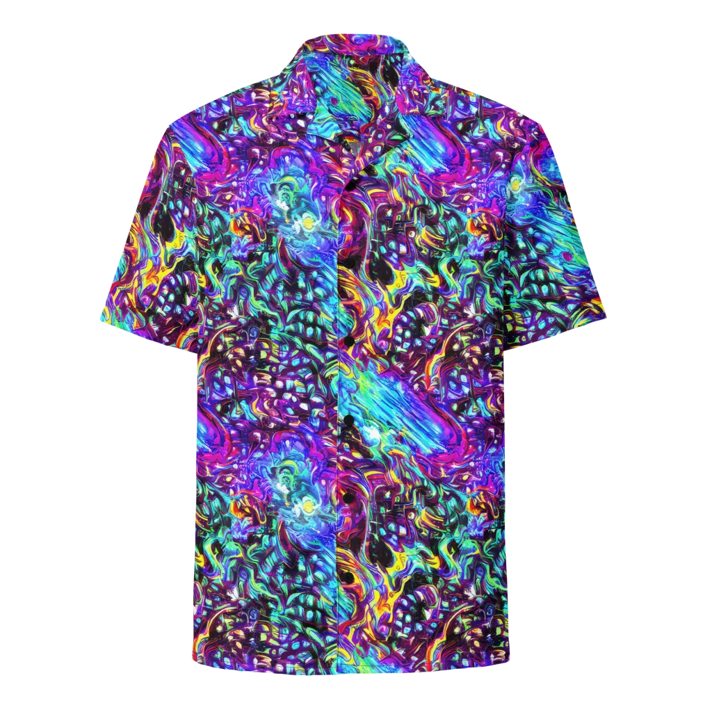 Electric Bloomscape on Button Shirt — Front