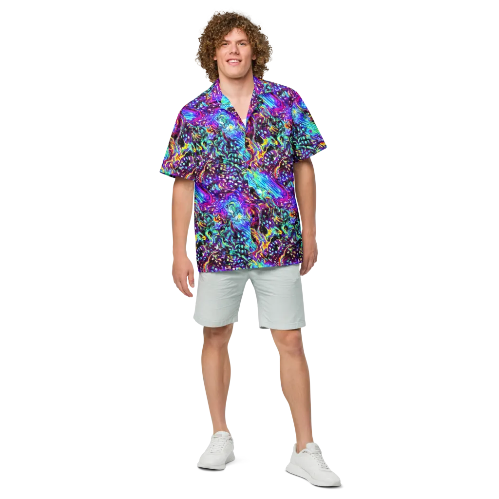 Electric Bloomscape on Button Shirt — Front
