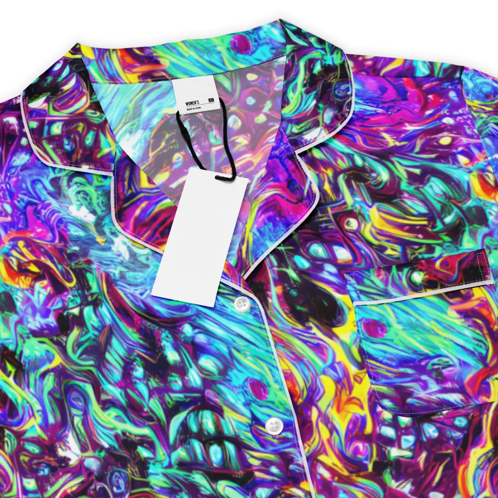 Electric Bloomscape on Women's Short Sleeve Pajama Top — Product details