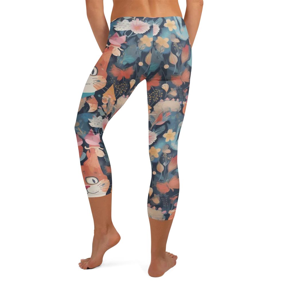 Whiskers in Bloom on Capri Leggings — Back