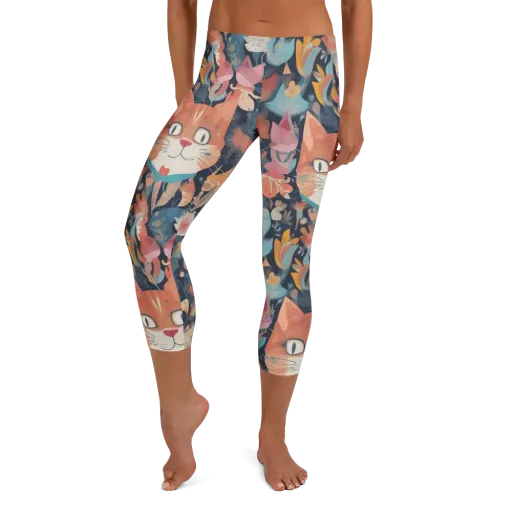 Whiskers in Bloom on a Capri Leggings