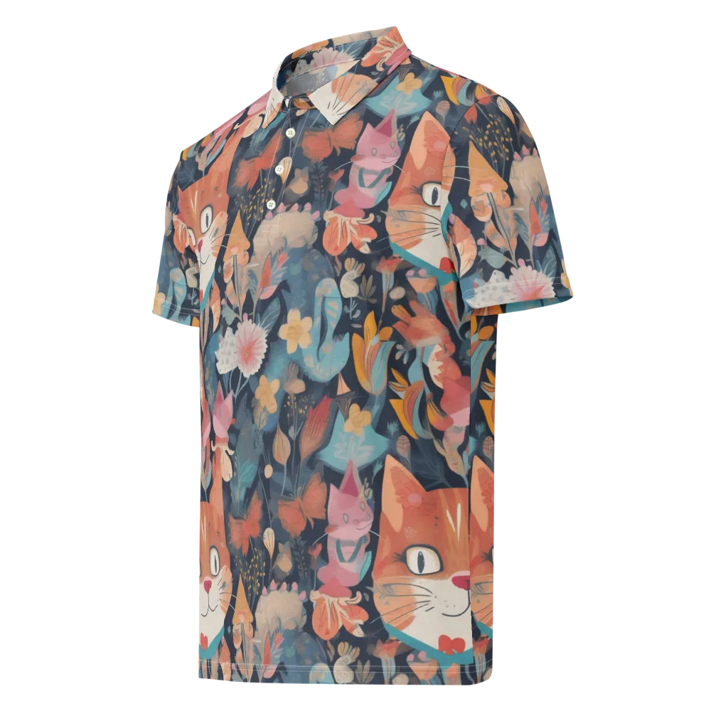 Whiskers in Bloom on Men's Slim Fit Polo Shirt — Left Front