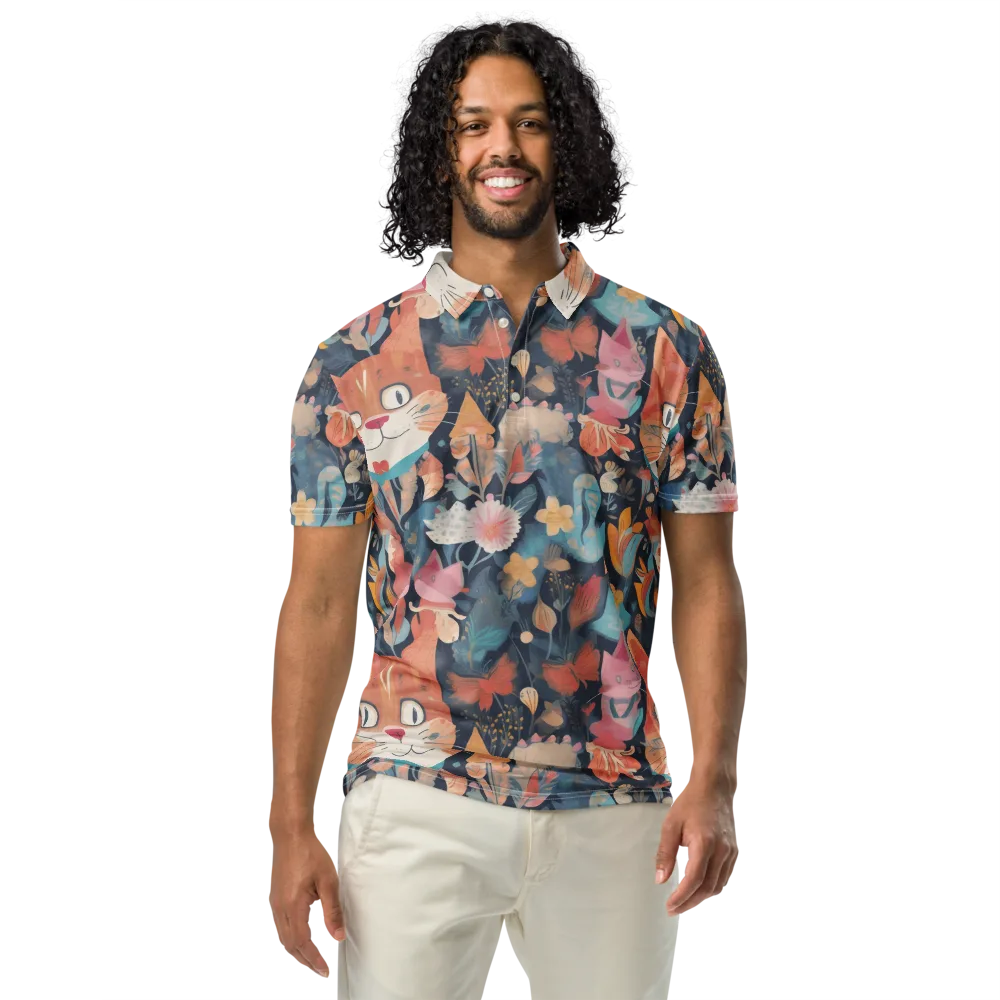 Whiskers in Bloom on Men's Slim Fit Polo Shirt — Front