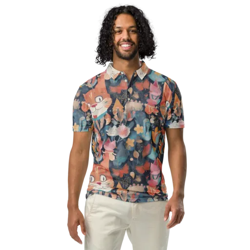 Whiskers in Bloom on a Men's Slim Fit Polo Shirt