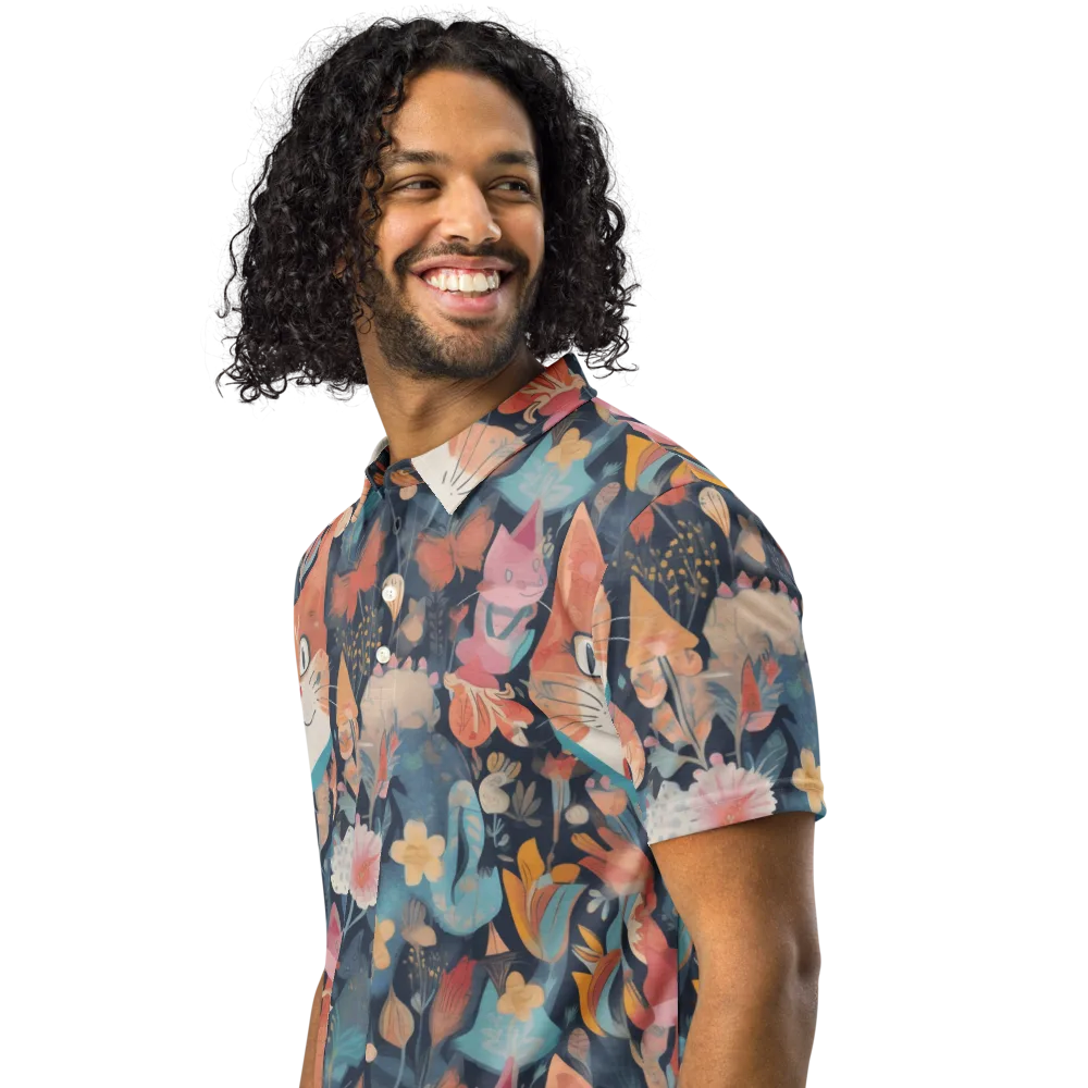 Whiskers in Bloom on Men's Slim Fit Polo Shirt — Left Front