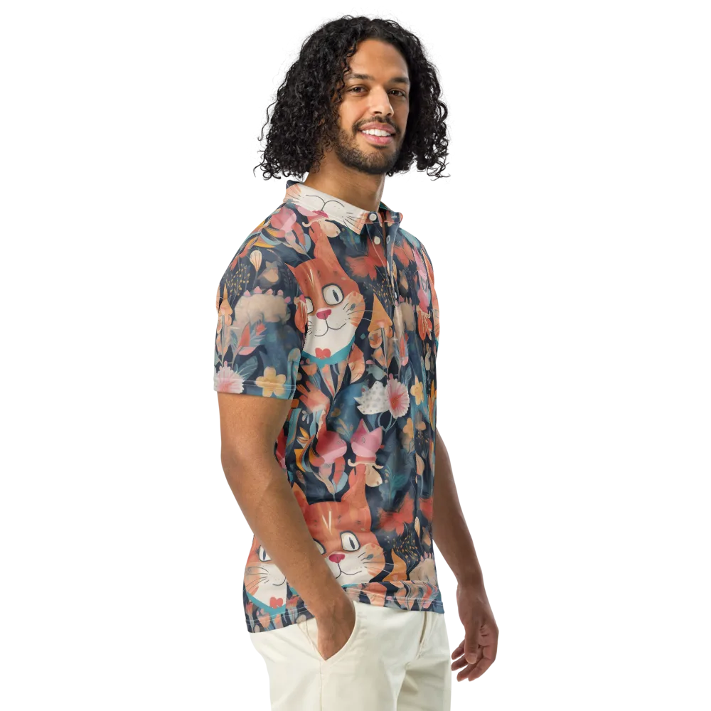 Whiskers in Bloom on Men's Slim Fit Polo Shirt — Right Front