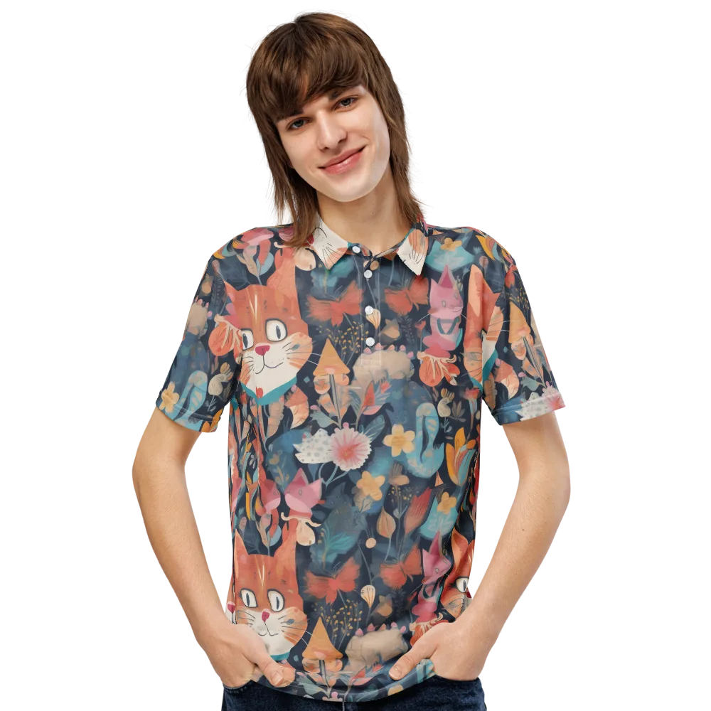 Whiskers in Bloom on Men's Slim Fit Polo Shirt — Front