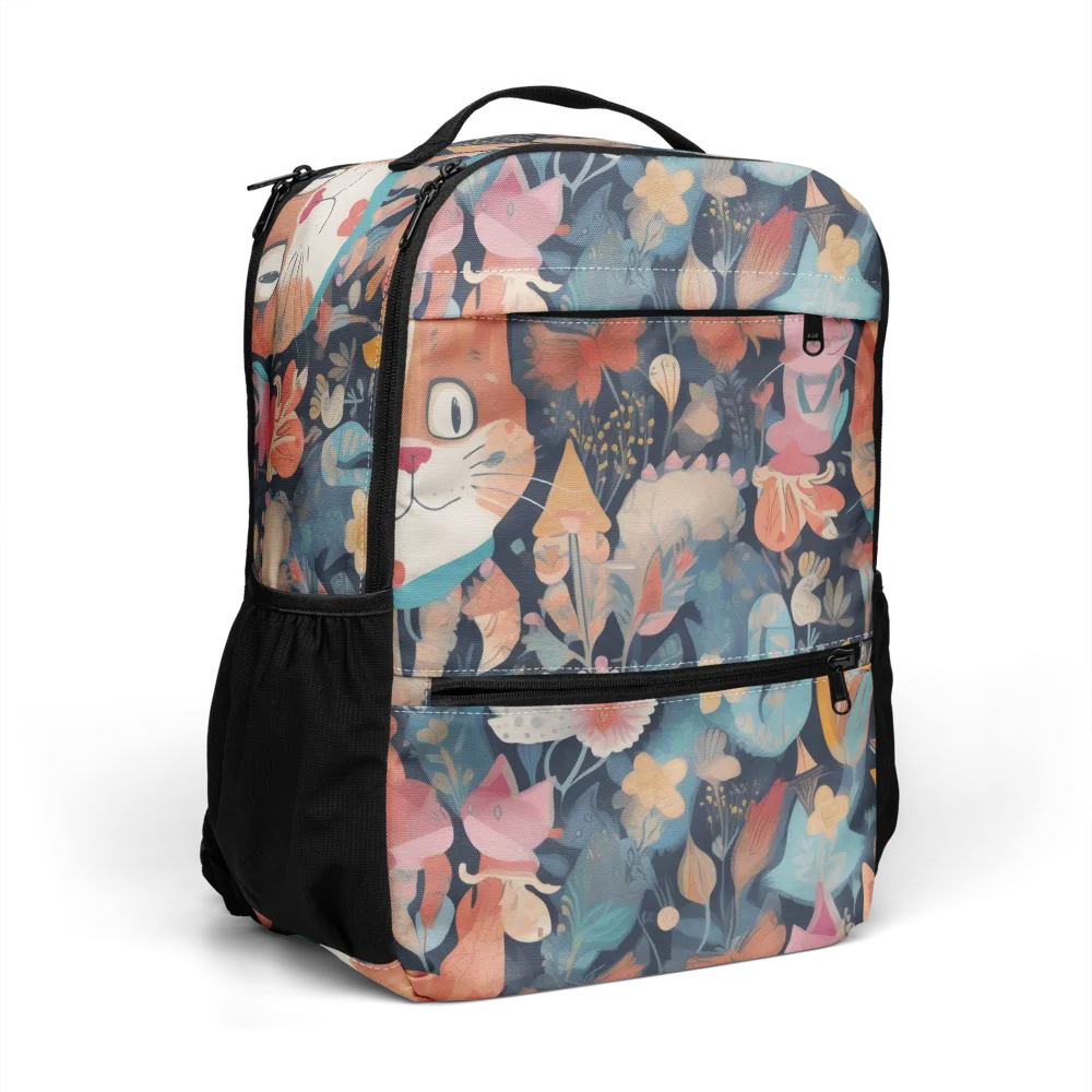 Whiskers in Bloom on Utility Backpack — Right Front