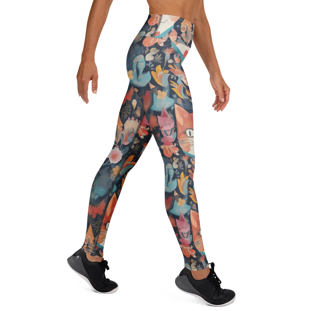 Whiskers in Bloom on Yoga Leggings — Right