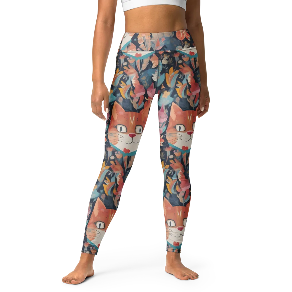 Whiskers in Bloom on Yoga Leggings — Front