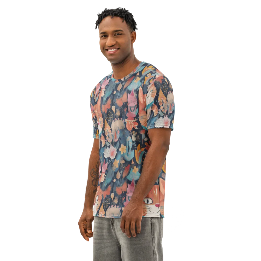 Whiskers in Bloom on Men's Cotton Crew Neck T-Shirt — Left Front