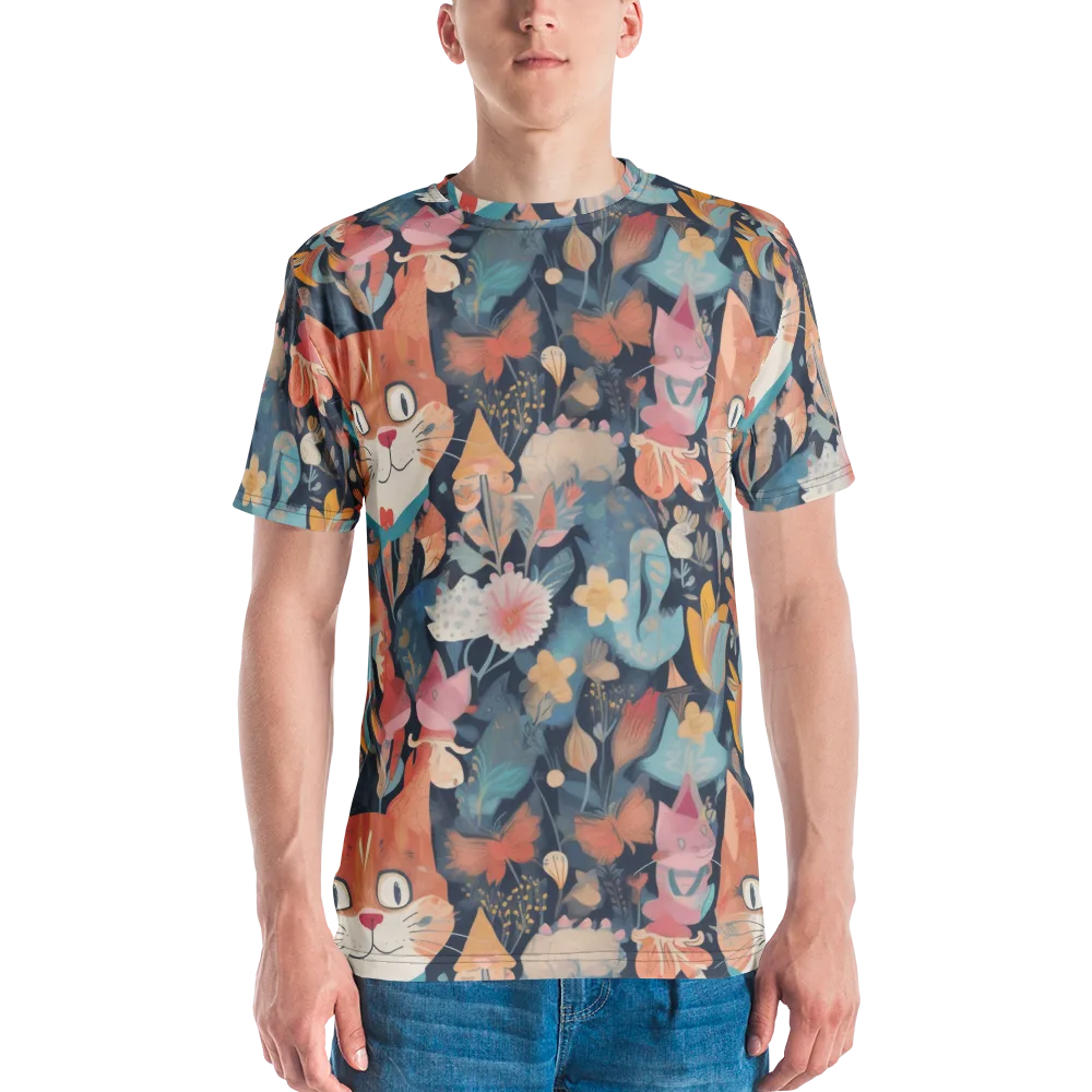 Whiskers in Bloom on Men's Crew Neck T-Shirt — Front