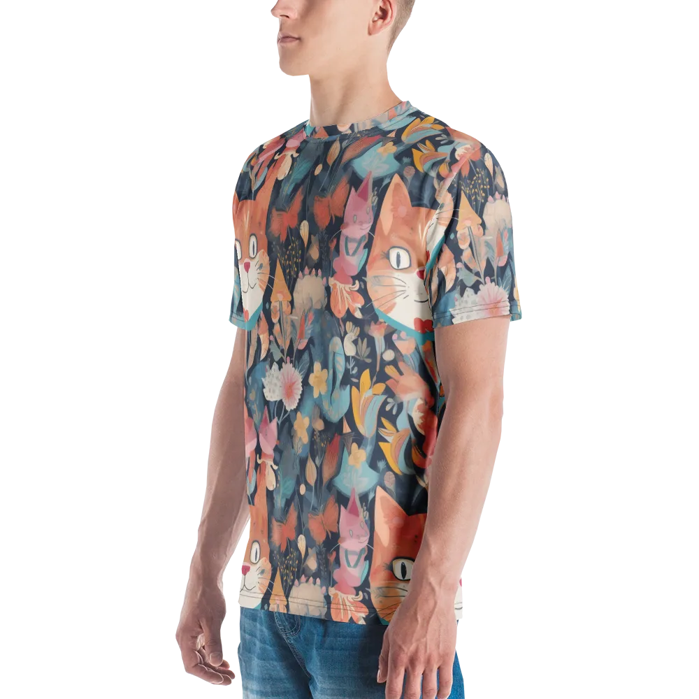 Whiskers in Bloom on Men's Crew Neck T-Shirt — Left