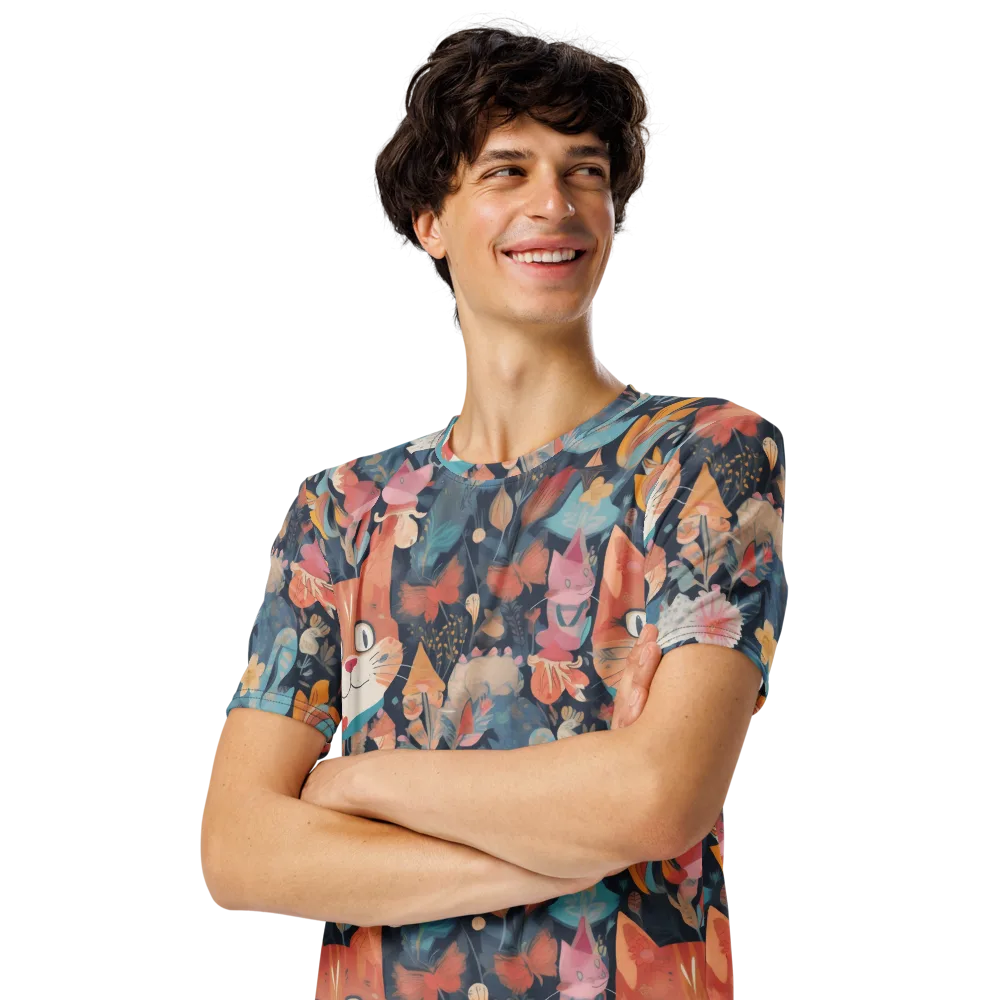 Whiskers in Bloom on Men's Crew Neck T-Shirt — Left Front