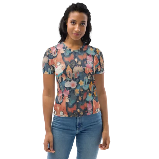 Whiskers in Bloom on a Women's Crew Neck T-Shirt