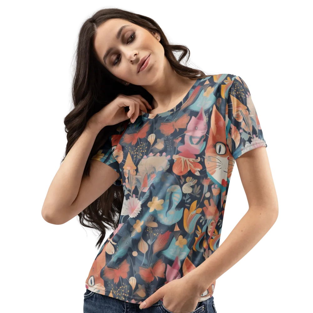 Whiskers in Bloom on Women's Crew Neck T-Shirt — Left Front