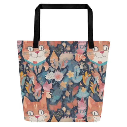 Whiskers in Bloom on a Large Tote Bag W/ Pocket
