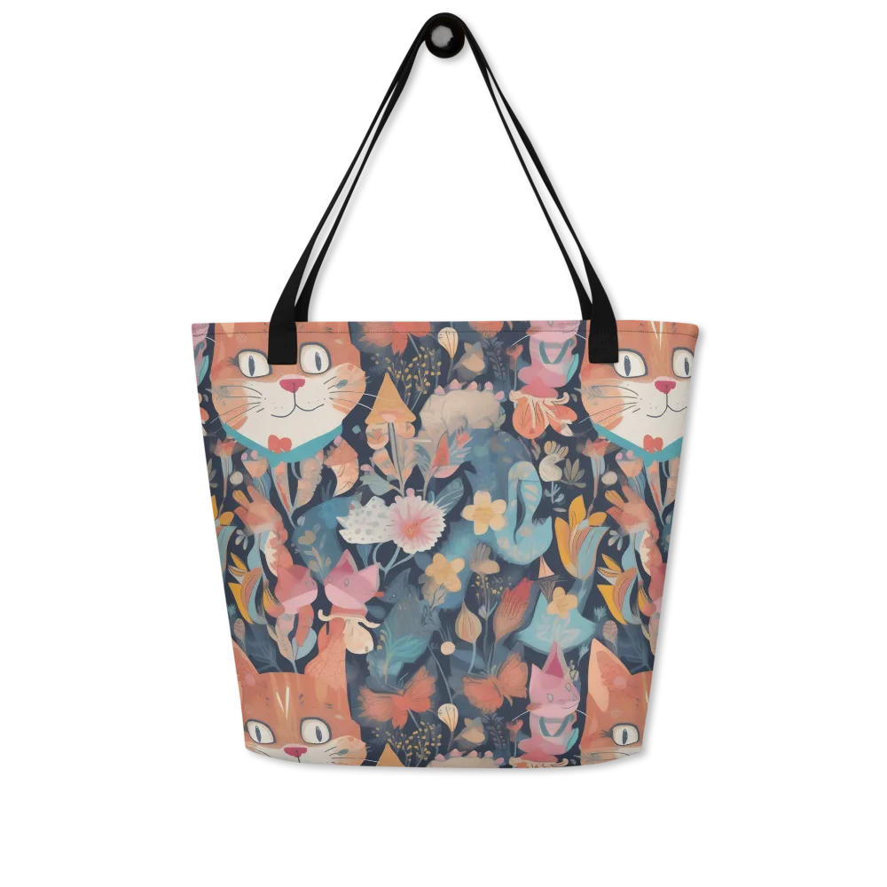 Whiskers in Bloom on Large Tote Bag W/ Pocket — Front
