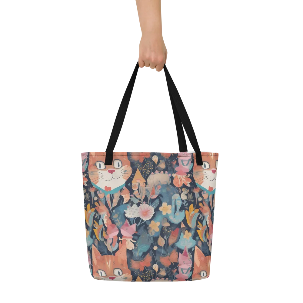 Whiskers in Bloom on Large Tote Bag W/ Pocket — Front