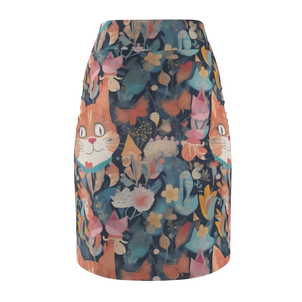 Whiskers in Bloom on Pencil Skirt — Back