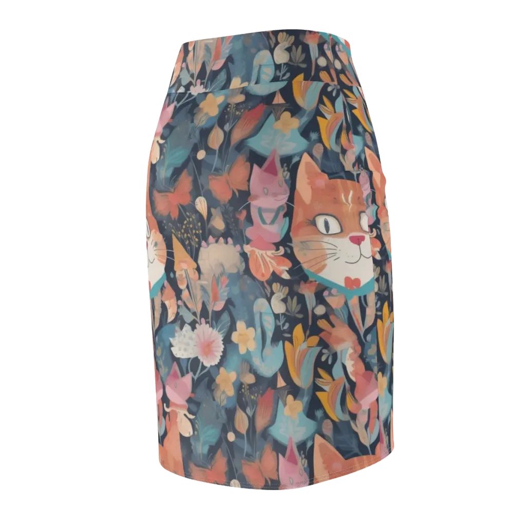 Whiskers in Bloom on Pencil Skirt — Back Side